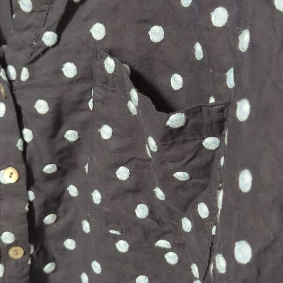J Jill Navy Blue with Light Blue texture polka Dot Blouse - Picture 3 of 4